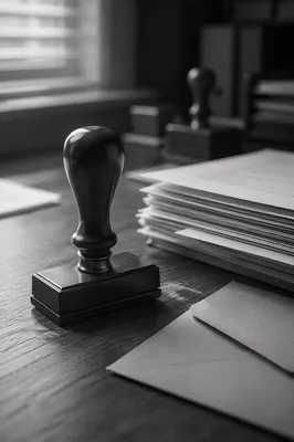 Monochrome Approval Stamp on Office Documents