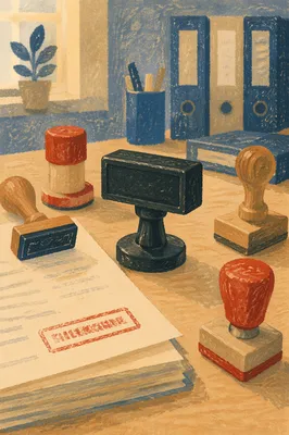 Approval Rubber Stamps on Business Documents
