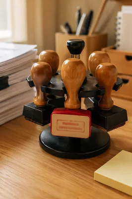 Rubber Stamp Holder for Document Approval