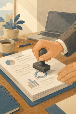 Rubber Stamp Approval on Business Documents