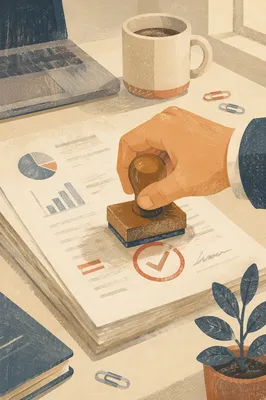 Rubber Stamp Approval on Business Documents