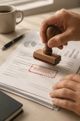 Rubber Stamp Approval on Business Documents