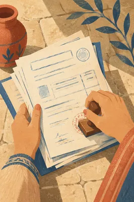 Rubber Stamp Approval on Business Documents