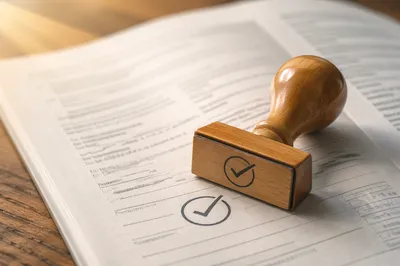 Rubber Stamp Approval on Business Document