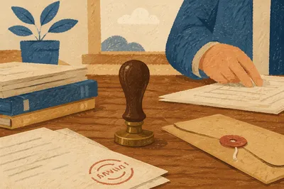 Rubber Stamp Approval on Office Documents