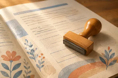 Wooden Approval Stamp on Business Document