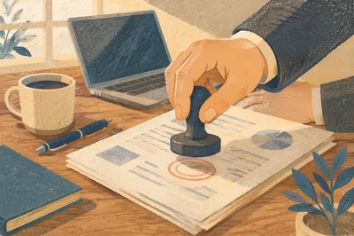 Rubber Stamp Approving Business Documents