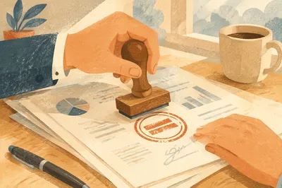 Rubber Stamp Approval on Business Documents