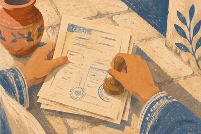 Rubber Stamp Approval on Business Documents