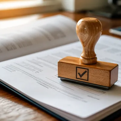Rubber Stamp Approval on Business Document