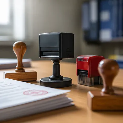 Office Approval Stamp on Business Documents