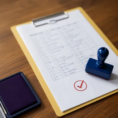 Business Approval Stamp on Clipboard Document