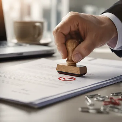 Rubber Stamp Approval on Business Documents