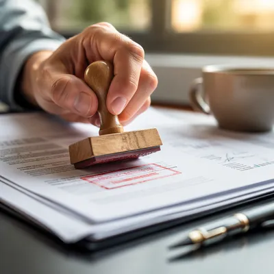 Rubber Stamp Approval on Business Documents