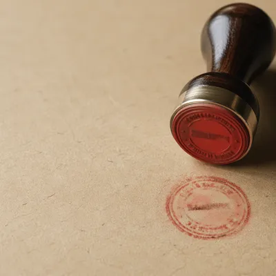 Rubber Stamp Approval on Beige Document