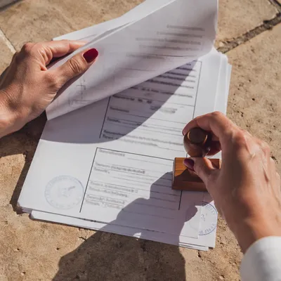 Rubber Stamp Approval on Business Documents