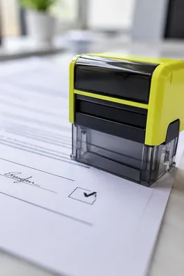 Rubber Stamp on Approved Business Document