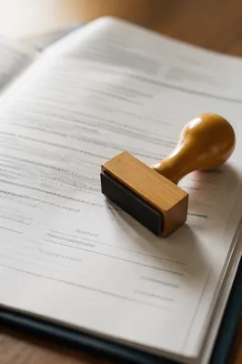 Wooden Stamp on Business Approval Document