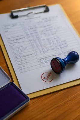 Rubber Stamp Approval on Office Document