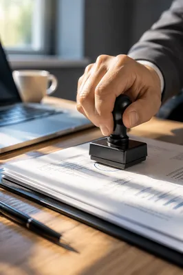 Rubber Stamp Approving Business Documents