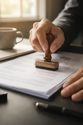Rubber Stamp Approving Business Documents