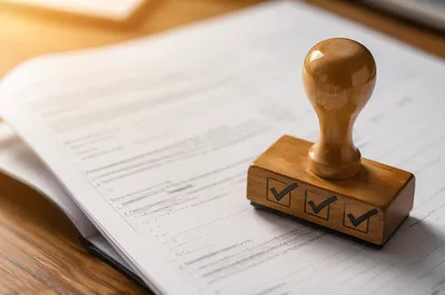 Rubber Stamp Approval on Business Document