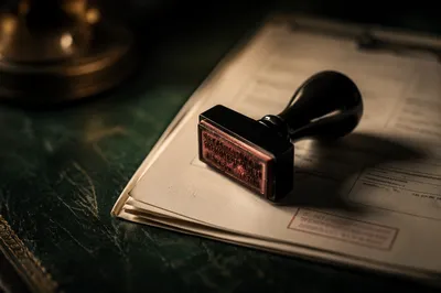 Rubber Stamp on Approval Documents