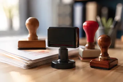 Rubber Stamps on Business Documents