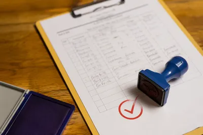 Business Document Approval With Rubber Stamp