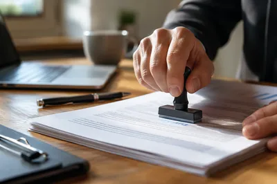 Rubber Stamp Approving Business Documents