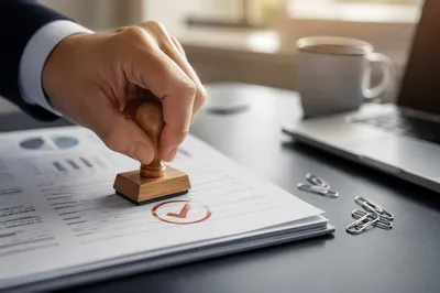Rubber Stamp Approving Business Documents