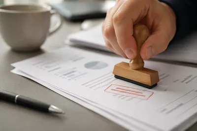 Rubber Stamp Approval on Business Documents