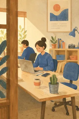 Shared Hot Desking Workspace in Open Office
