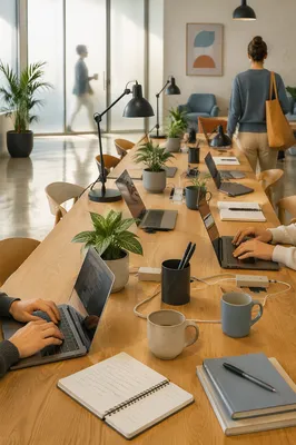 Shared Hot Desking in Open Office