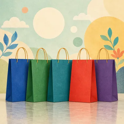 Colorful Paper Shopping Bags Display
