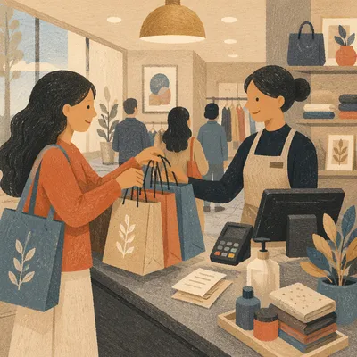 Shopping Bags at Modern Retail Checkout