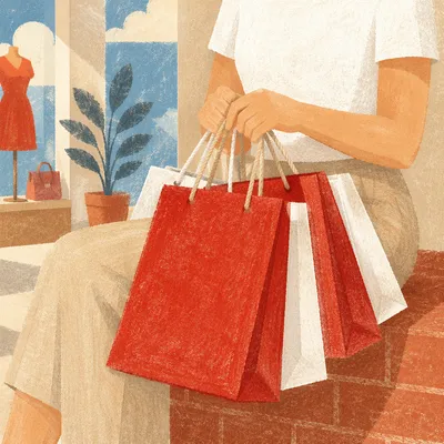 Red Shopping Bags in Modern Retail Store