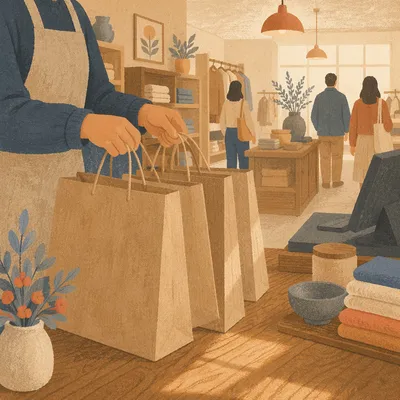 Kraft Shopping Bags at Retail Checkout