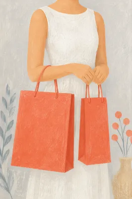 Coral Shopping Bags Minimal Retail Portrait