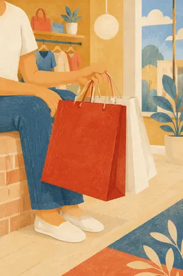Bright Boutique Shopper With Red Bags