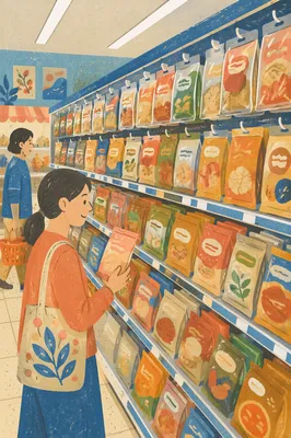 Colorful Retail Snack Aisle Display