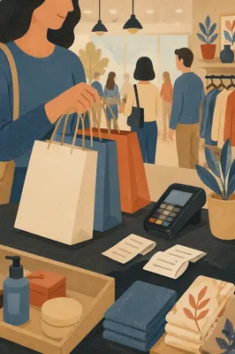 Shopping Bags at Modern Retail Checkout
