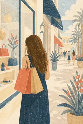 Elegant Shopper with Paper Bags Downtown