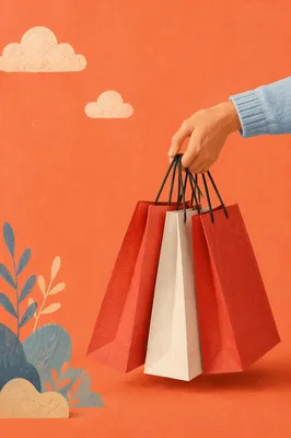 Hand Holding Colorful Shopping Bags