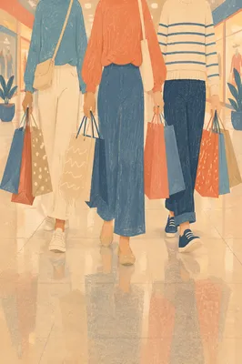 Colorful Shopping Bags in Modern Retail Mall