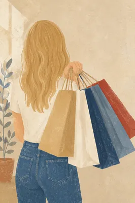Consumer Holding Shopping Bags in Retail Setting