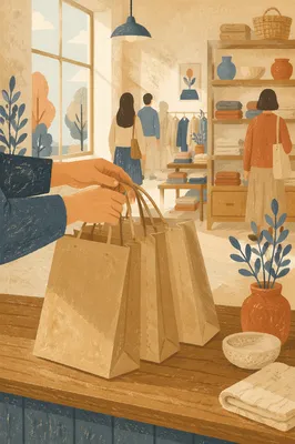 Kraft Shopping Bags at Retail Checkout