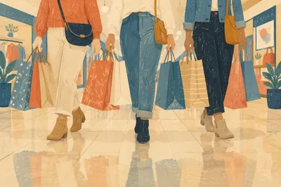 Modern Shoppers Carrying Colorful Retail Bags