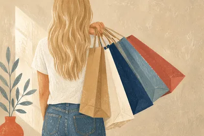 Consumer Carrying Shopping Bags Indoors
