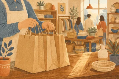 Kraft Shopping Bags at Retail Checkout